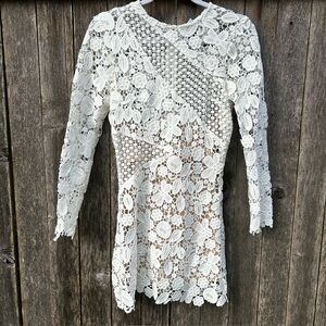 Selfie Leslie white Mini Asymmetrical Lace Dress
